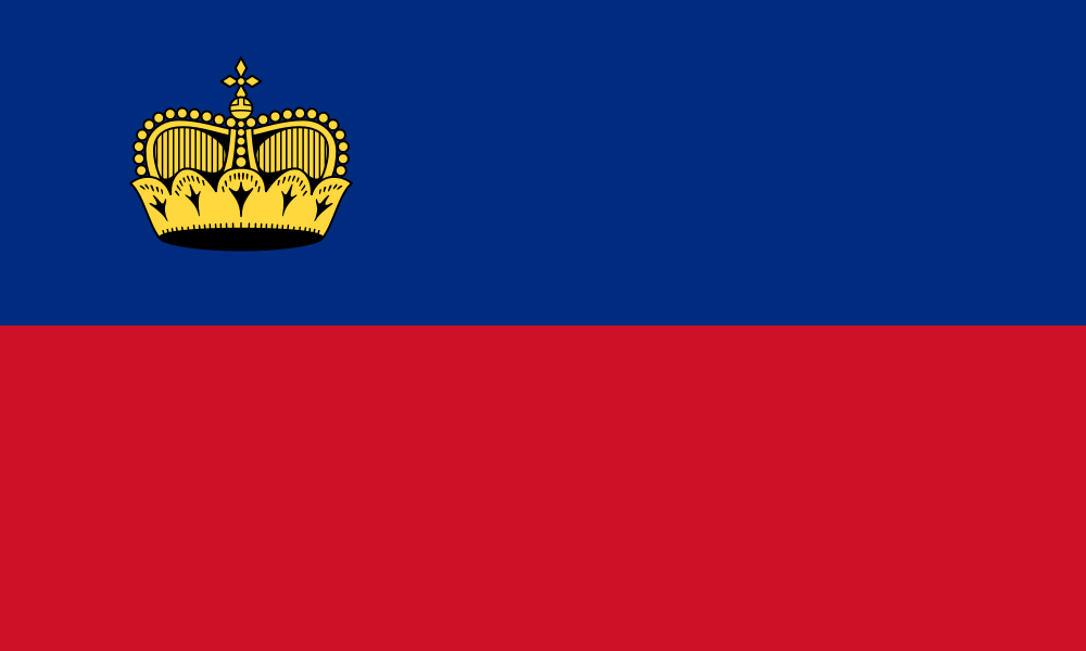 Flag of Lichtenstein (Public Domain, https://commons.wikimedia.org/w/index.php?curid=433227)